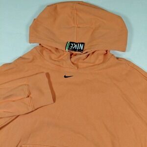 Nike Mens Sportswear Hoodie Orange Peach Embroidered Swoosh Pullover Medium